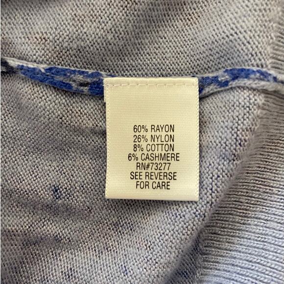 Apt. 9 Cashmere Blend Medium Women V Neck Sweater Pullover Blue Black Snake - Picture 5 of 9